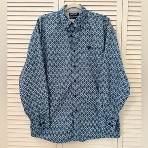 Panhandle Blue Patterned Button-Up Shirt